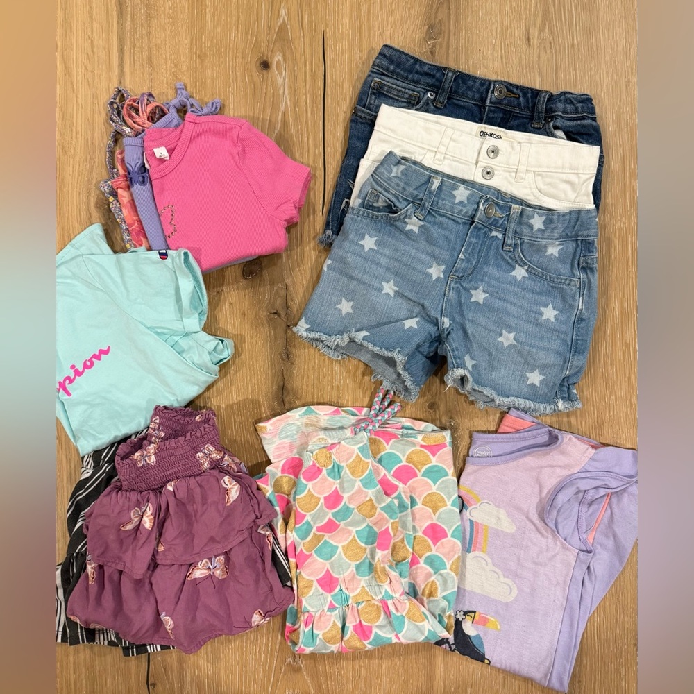 Girls' Clothing Bundle with Denim Shorts and Tops